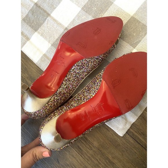 Christian Louboutin Authentic Rainbow Glitter Peep Toe Pumps EU 36 Size 4.5 - Picture 5 of 10